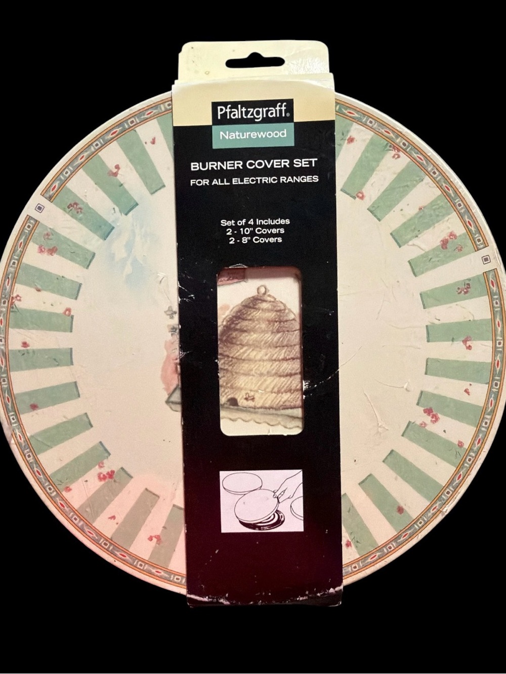 Pfaltzgraff Naturewood Green and Cream Electric Burner Cover Set